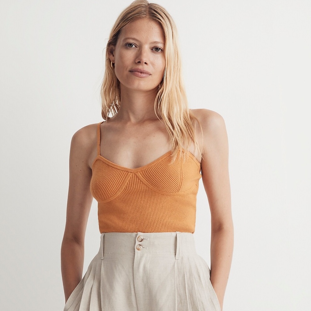 Madewell Corset-Detail Crop Sweater Tank (S)